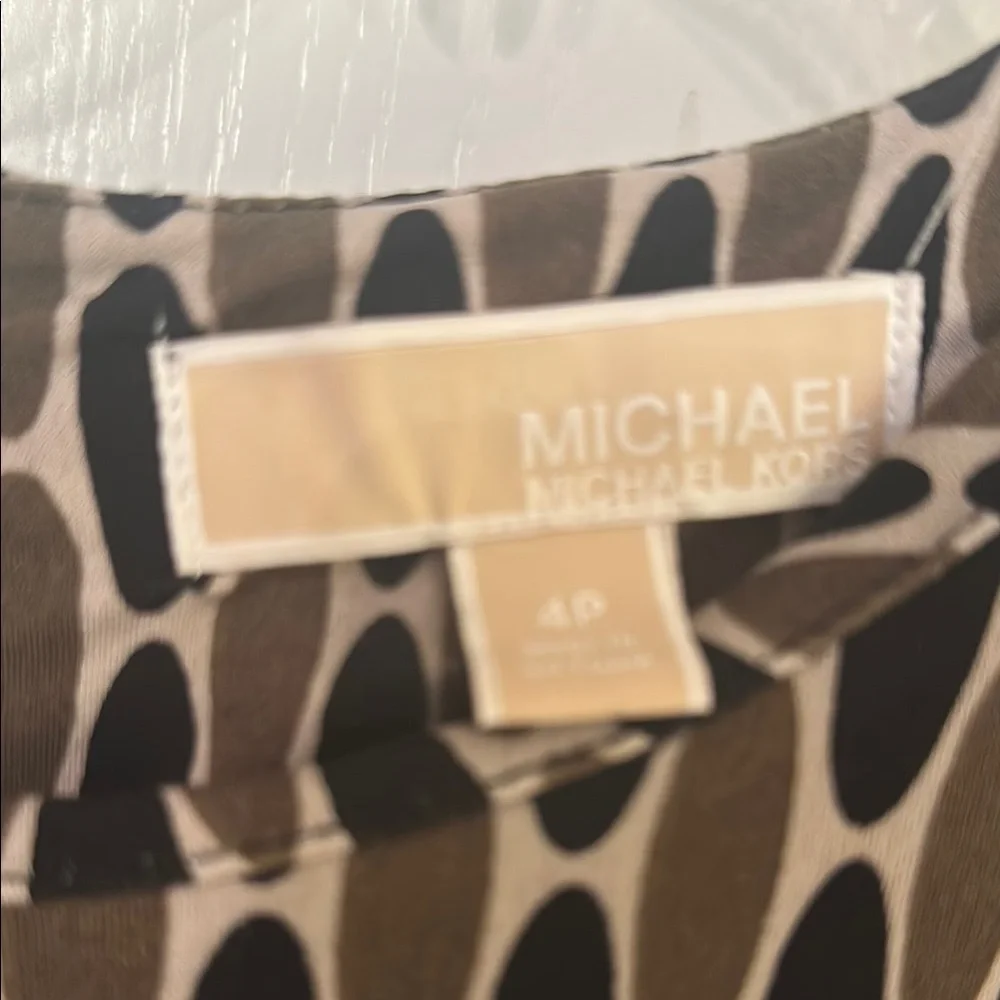 Michael Kors Elegant Black, olive green and taupe Patterned Dress size 4P - Picture 5 of 12